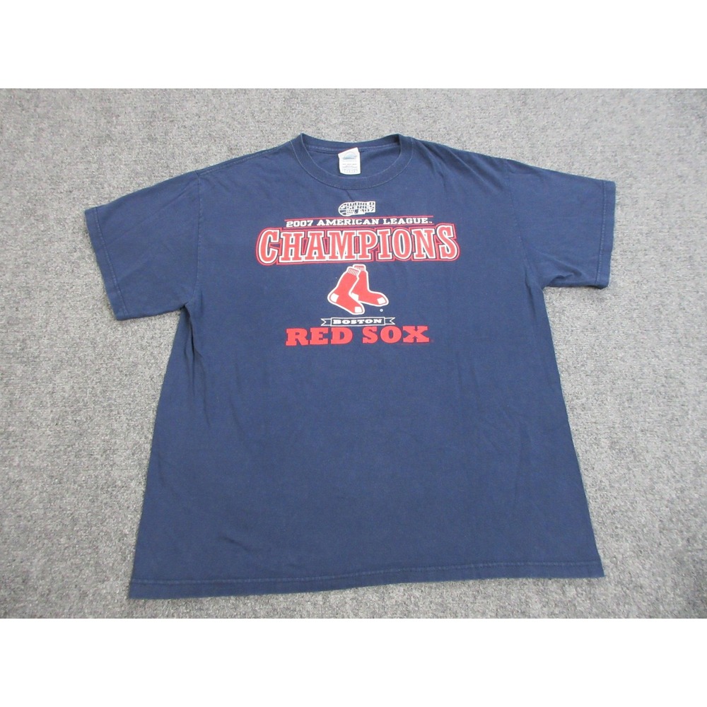 Boston Red Sox Shirt Mens Large Blue MLB Baseball 2007 AL Champions Delta Cotton